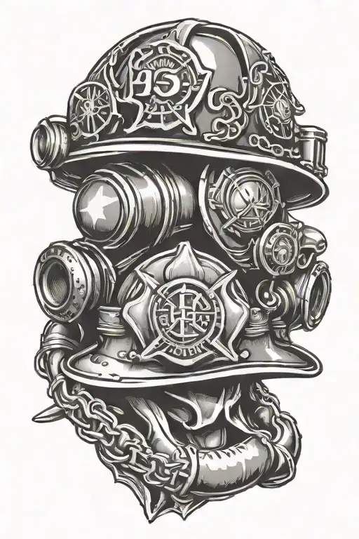 UK firefighter helmet tattoo design idea