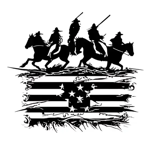 4 horsemen of the apocalypse riding across a patriotic tattoo design idea