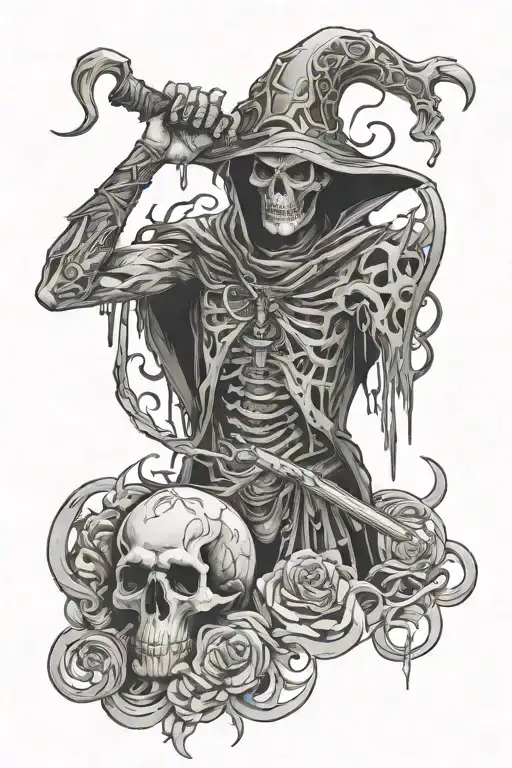 necromancer raising dead tattoo design idea