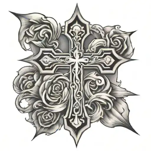 Cross with "FEAR GOD" tattoo design idea