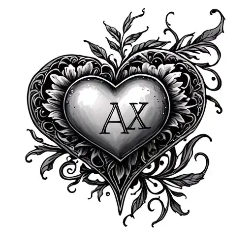 Heart Initials tattoo design idea