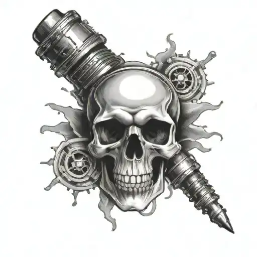 skull spark plug tattoo design idea