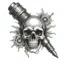 skull spark plug tattoo design idea
