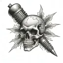 skull spark plug tattoo design idea