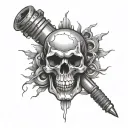 skull spark plug tattoo design idea