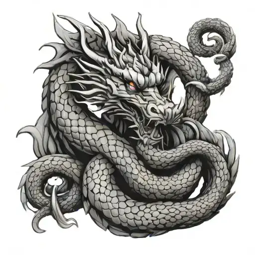 dragon coiled tattoo design idea