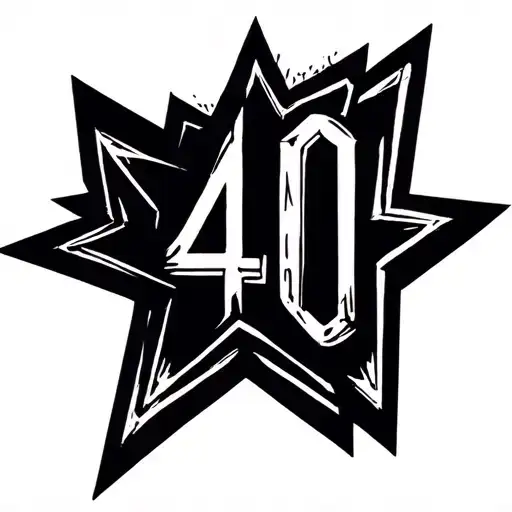 regular faded stars with the number 40 tattoo design idea