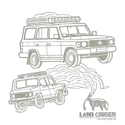 land cruiser police car on fire flames tattoo design idea