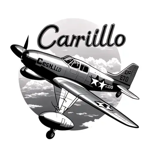 cesna 210 plane in clouds with Carrillo name incorporated tattoo design idea