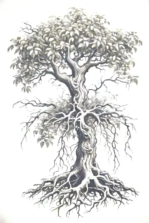 poison tree with roots growing tattoo design idea