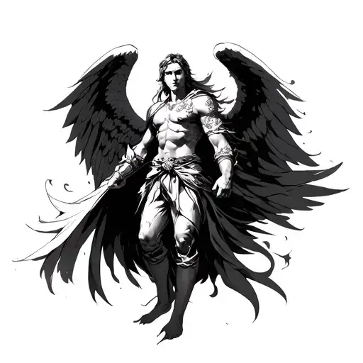 Raphael Archangel as Japanese anime tattoo design idea