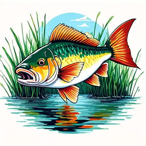 tailing redfish in a coastal marsh tattoo design idea