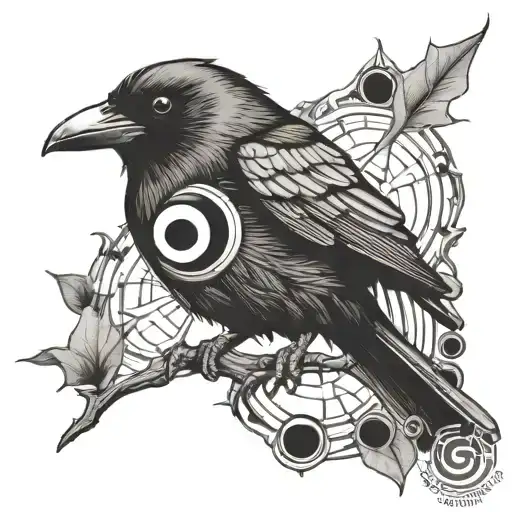 black crow with sharingan tattoo design idea