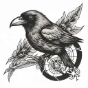 black crow with sharingan tattoo design idea