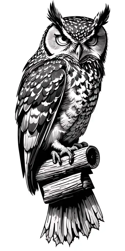 small hints of woodworking, hiking trail, nature, owl tattoo design idea