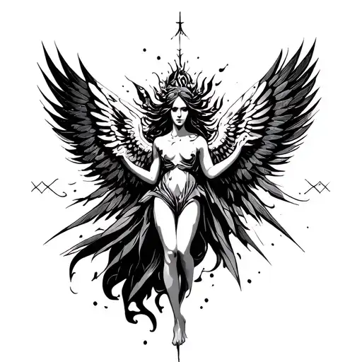 falling angel tattoo design idea