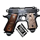 2 pistols, specifically a M 1911. On the first gun i want an inscription that says "9000" and the other says "Aalborg" tattoo design idea