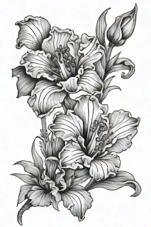 poppy, gladiolus tattoo design idea