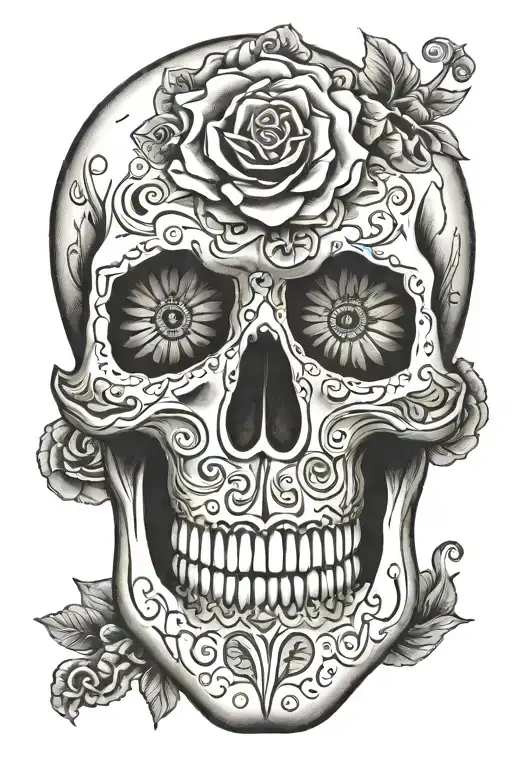 candy skull tattoo design idea