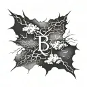 thunder storm with initials tattoo design idea