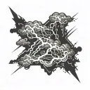 thunder storm with initials tattoo design idea