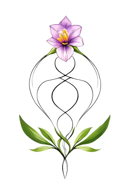 shanti symbol integrated with unconditional love symbol and freesia flower tattoo design idea