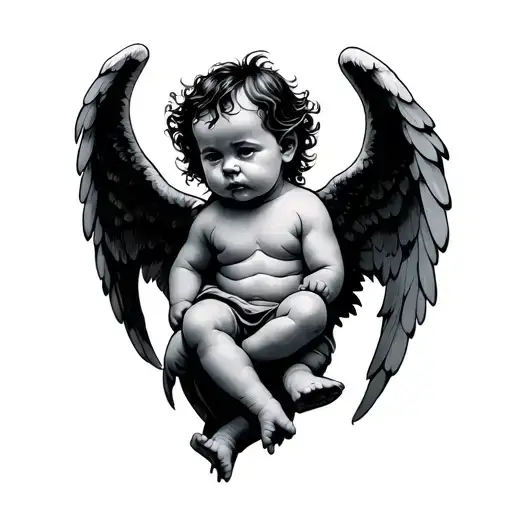demon baby angel tattoo design idea