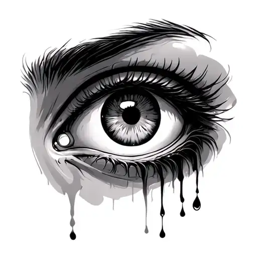 crying eye tattoo design idea