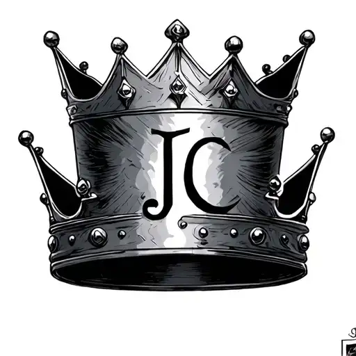 crown with the letters J C tattoo design idea