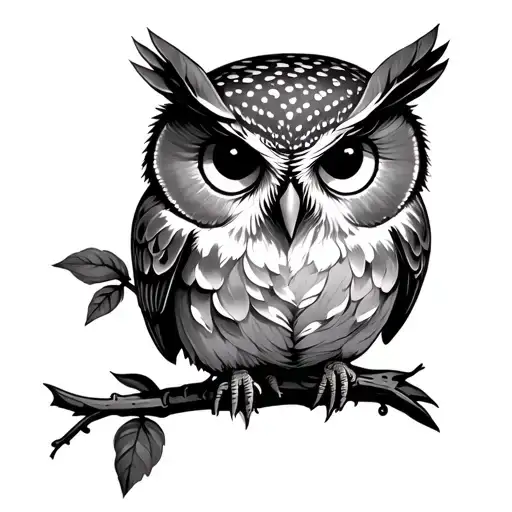 an apricot with an owl's eye in the center tattoo design idea