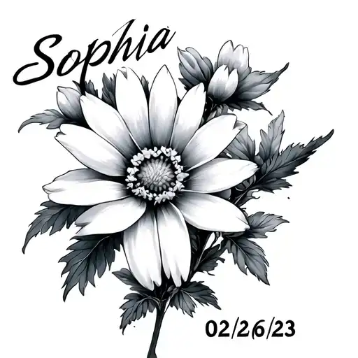 "Sophia 02/26/23" Edelweiss flower tattoo design idea