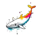 whale outline in a puddle of colored gasoline tattoo design idea