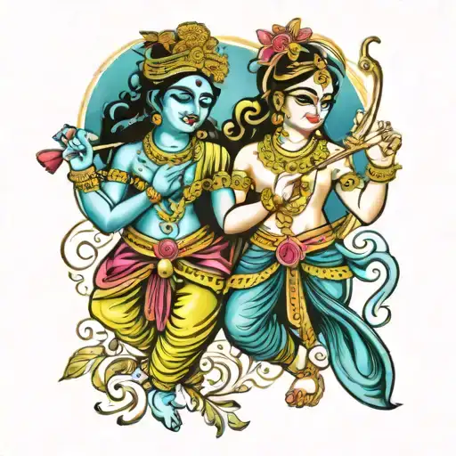 radha krishna miss you tattoo design idea