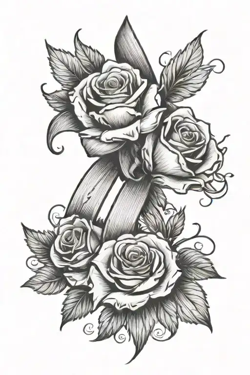 cardinal roses surrounded cancer ribbon wrapped tattoo design idea