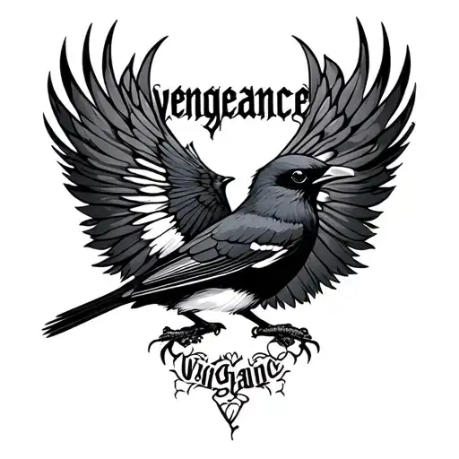 "vengeance" "vengeance" willy wagtail bird intertwined tattoo design idea