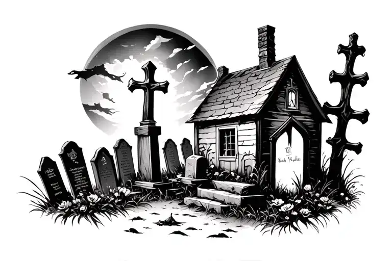 graveyard scene tattoo tattoo design idea