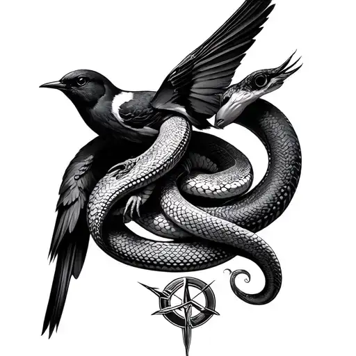 Hunger games with ballad of songbirds and snakes intertwined tattoo design idea
