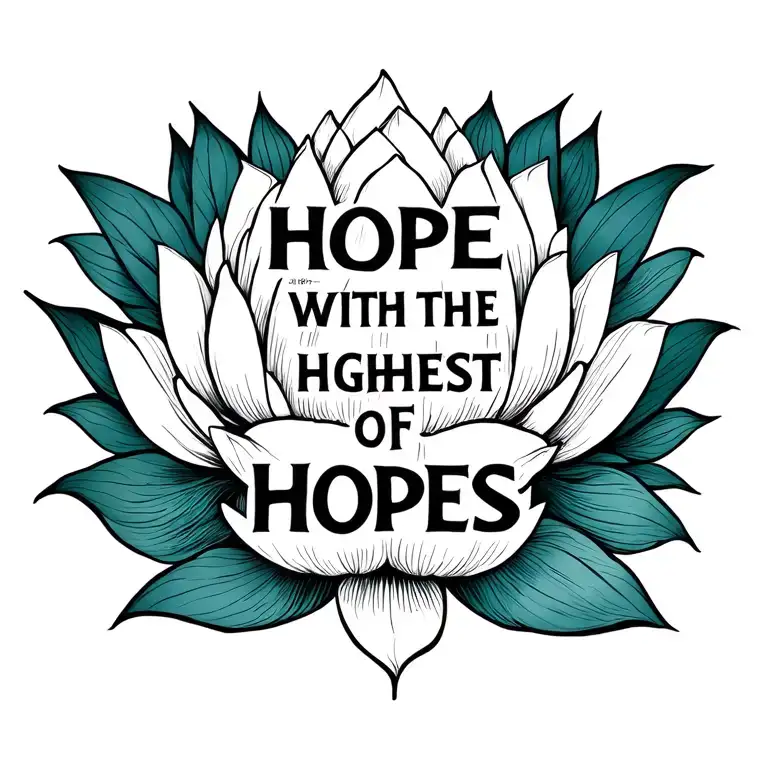 "HOPE WITH THE HIGHEST OF HOPES" lotus flower tattoo design idea