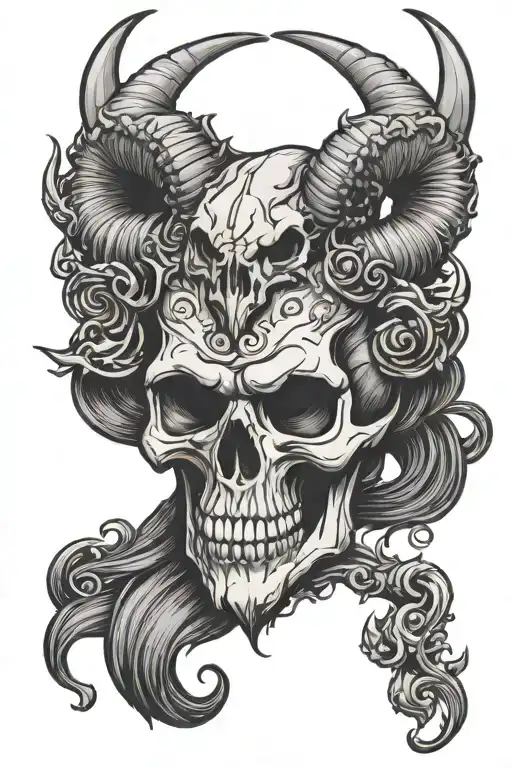 aries skull tattoo design idea