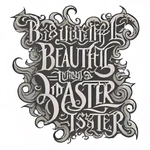 Ambigram beautiful disaster turns tattoo design idea