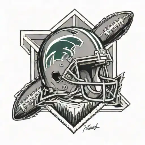 football goalposts with Michigan state head in the middle and Thomas in cursive letters tattoo design idea