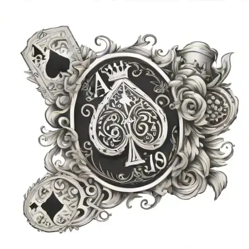 ace jack and king playing cards arranged tattoo design idea