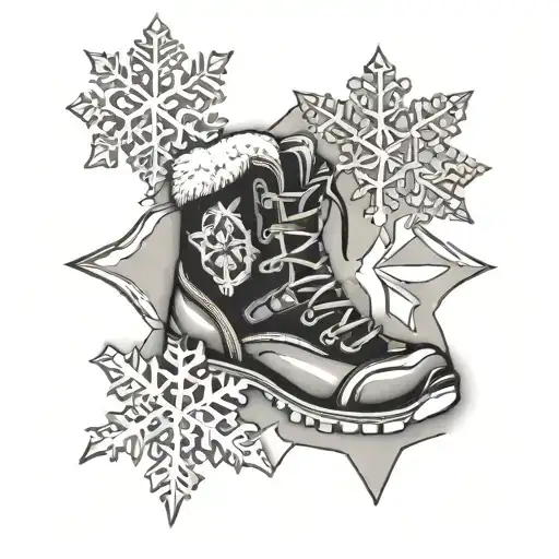 snowflake with mountain boot tattoo design idea
