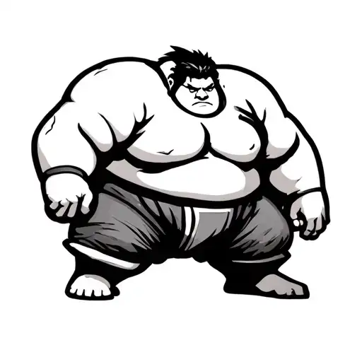 a little character, either oignon-sumo wrestler or garlic-sumo wrestler tattoo design idea