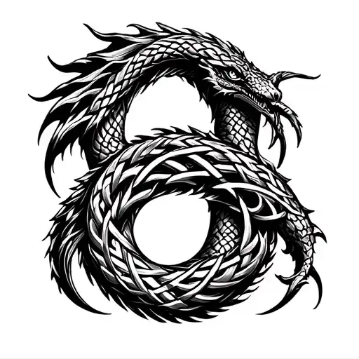 jormangandr figure 8 Celtic knotting tattoo design idea