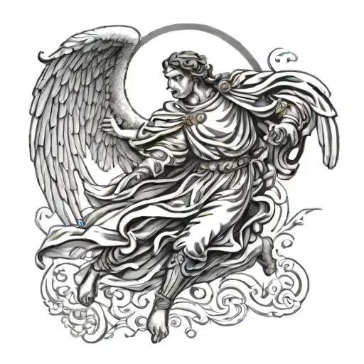 saint gabriel fighting tattoo design idea