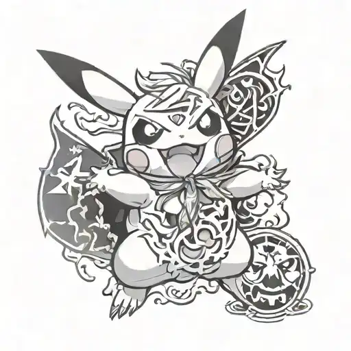 vampire ghost pikachu pokemon tattoo design idea