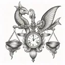 Libra scales and pisces fish tattoo design idea