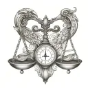 Libra scales and pisces fish tattoo design idea