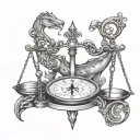 Libra scales and pisces fish tattoo design idea